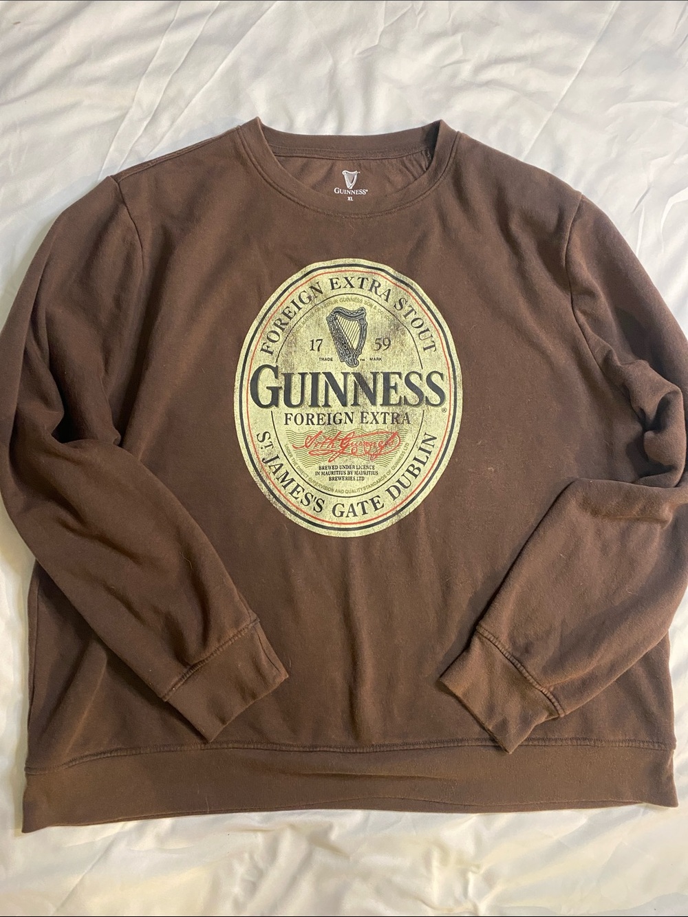 Guinness Brown Crewneck Sweatshirt with Vintage Logo